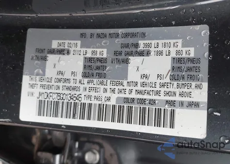 2016 Mazda Cx-3 Touring from USA, damaged, VIN JM1DKFC76G0134545